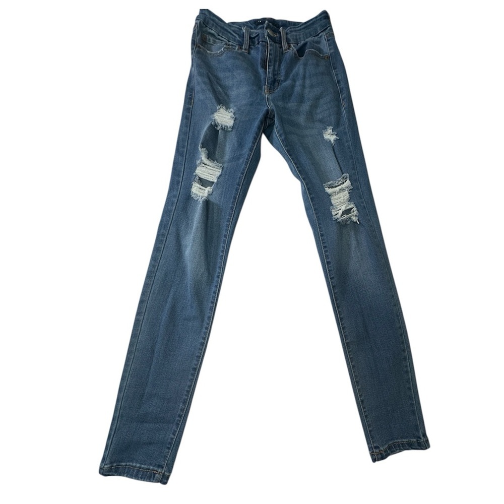 Aeropostale Curvy Blue Distressed high Rise Skinny Jegging
